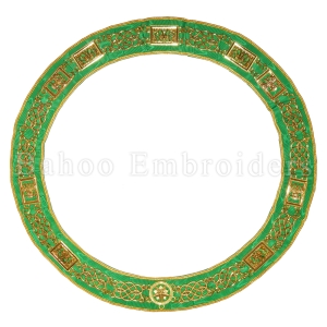 Grand Lodge Chain Collar in Green fabric-BE-BLR-CHC-009