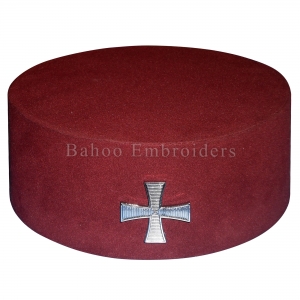 Knights Templar Knights Cap with Silver Plated Badge-BH-M-1111
