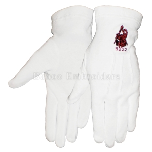 Masonic White Cotton Gloves With Stewards logo-BH-M-1362