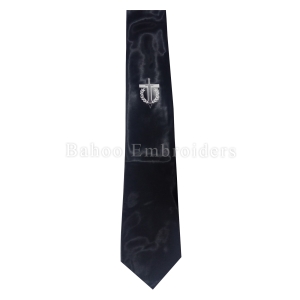 Masonic Regalia Tie Black with White Logo-BH-M-1451