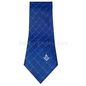 Masonic Regalia Blue Tie with Square & Compass Logo Pattern Design & Polka dots-BH-M-1461